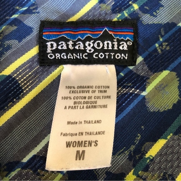 Patagonia Blue & Yellow Flowers Pattern Pearl Snaps Long Sleeve Shirt Size Med - Picture 4 of 8